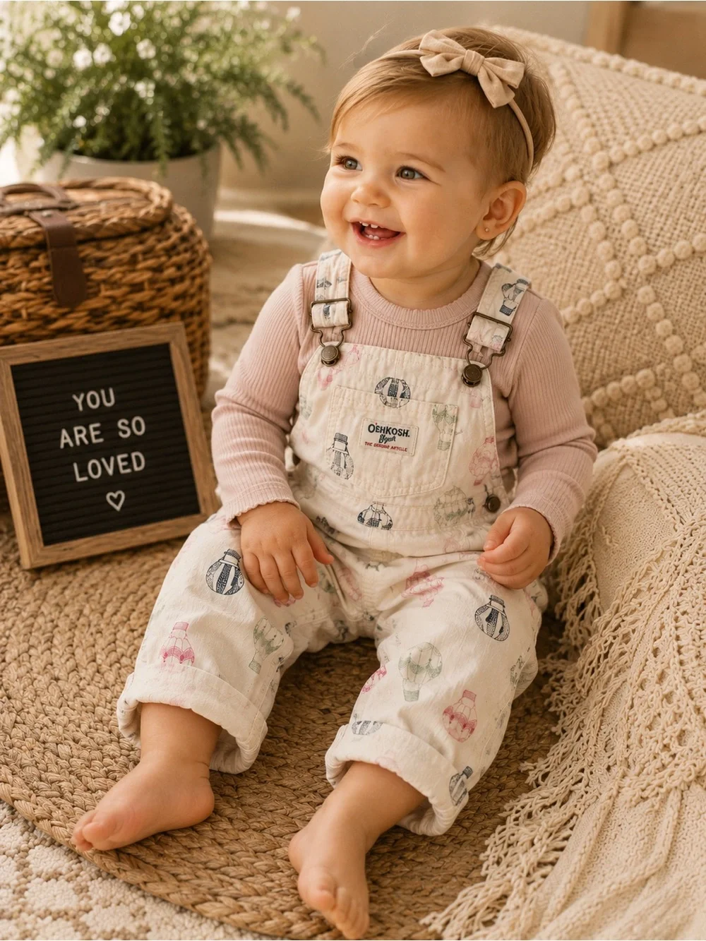 OshKosh B'gosh Hot Air Balloon Fine Corduroy Overalls 12 Months